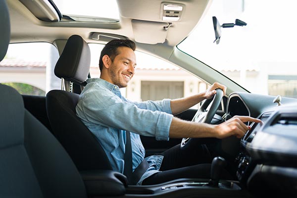 Guy driving car